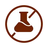 A brown crossed-out flask icon in a circle on white background.