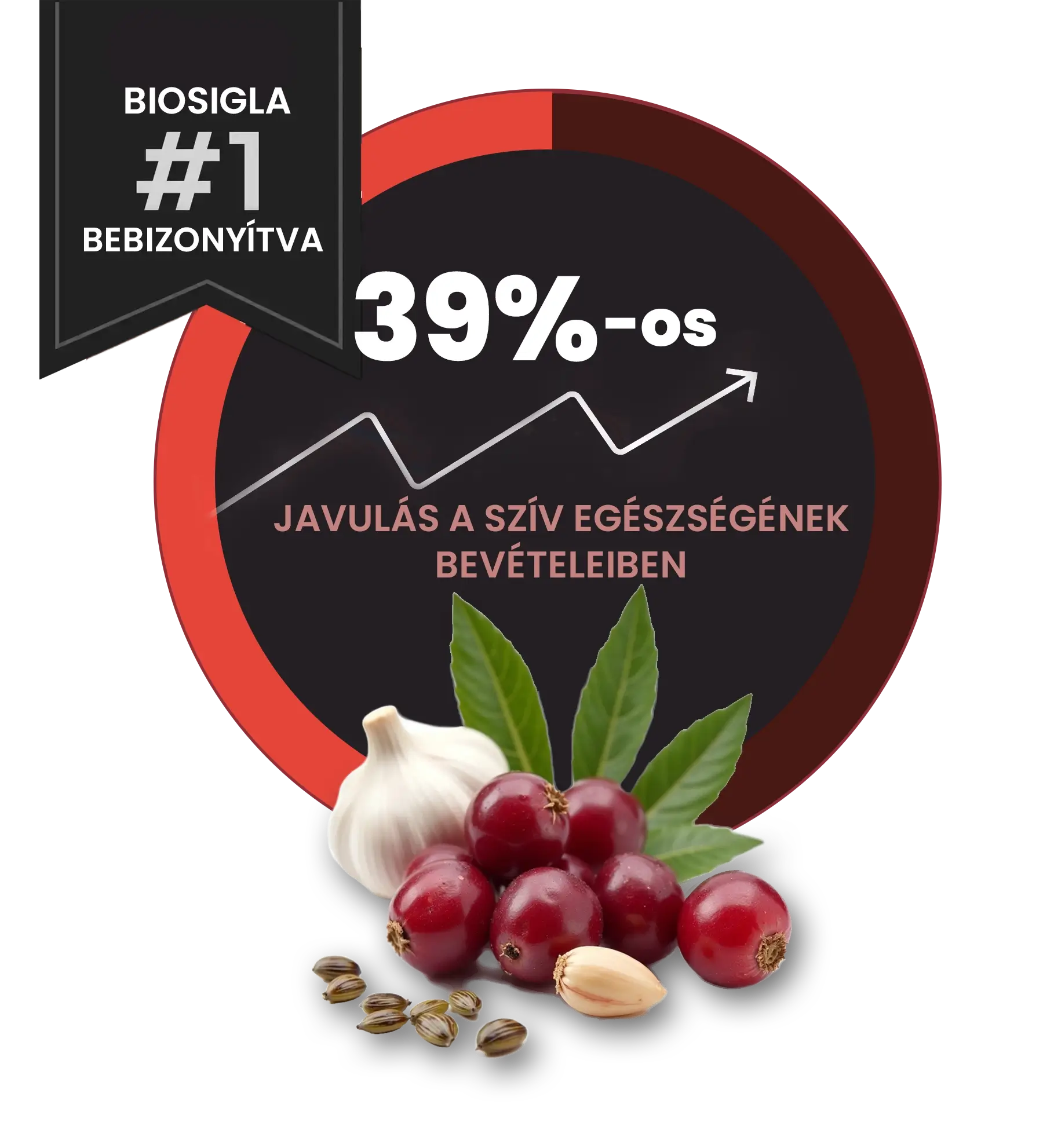 Infographic highlighting a 39% heart health improvement with chocolate, labeled 'BIOSIGLA Study #1 Proven.'
